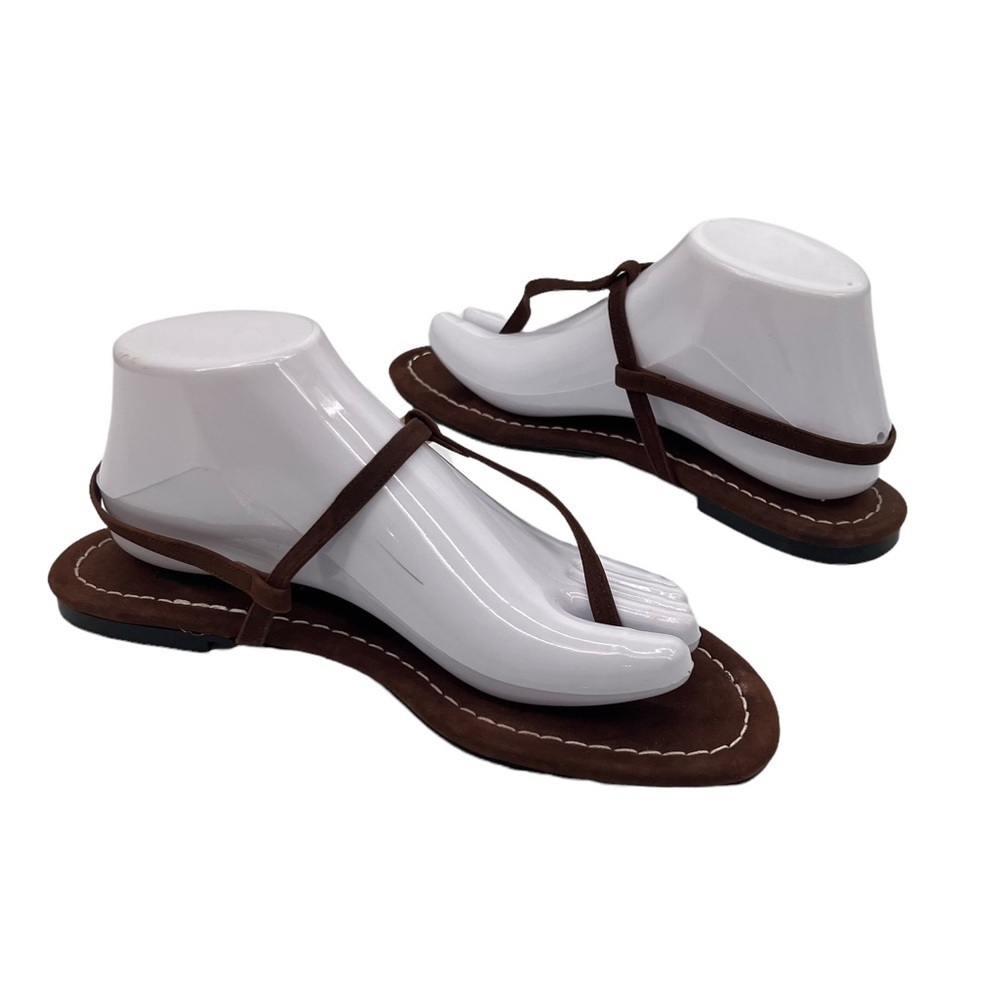 Colin Stuart Brown Suede T-Strap Flat Sandals Size 8 1/2 Women’s